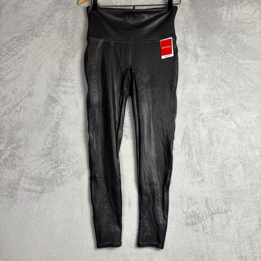 Spanx Faux Leather Leggings Black High Rise Shaping Legging‎ Womens Large NWT